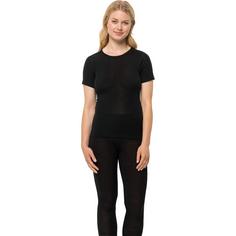 Rückansicht von Jack Wolfskin MERINO SHORTSLEEVE W Funktionsshirt Damen black