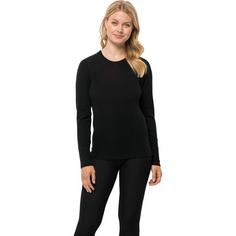 Rückansicht von Jack Wolfskin MERINO LONGSLEEVE W Sweatshirt Damen black