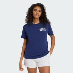 Rückansicht von adidas College-Grafik T-Shirt T-Shirt Damen Dark Blue