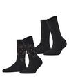 ESPRIT Flower Rib SO  2-Pack Socken Damen - black (3000)