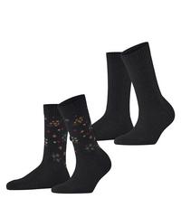 ESPRIT Flower Rib SO  2-Pack Socken Damen - black (3000)