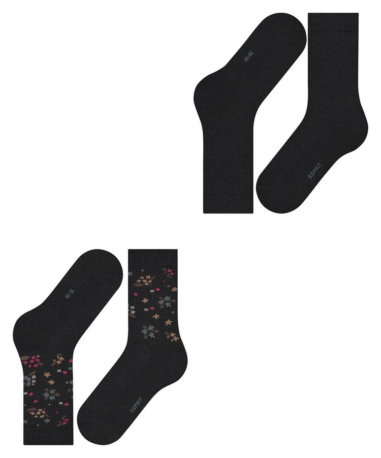 ESPRIT ESPRIT Flower Rib SO  2-Pack Socken Damen - black (3000) - 2 | SportScheck