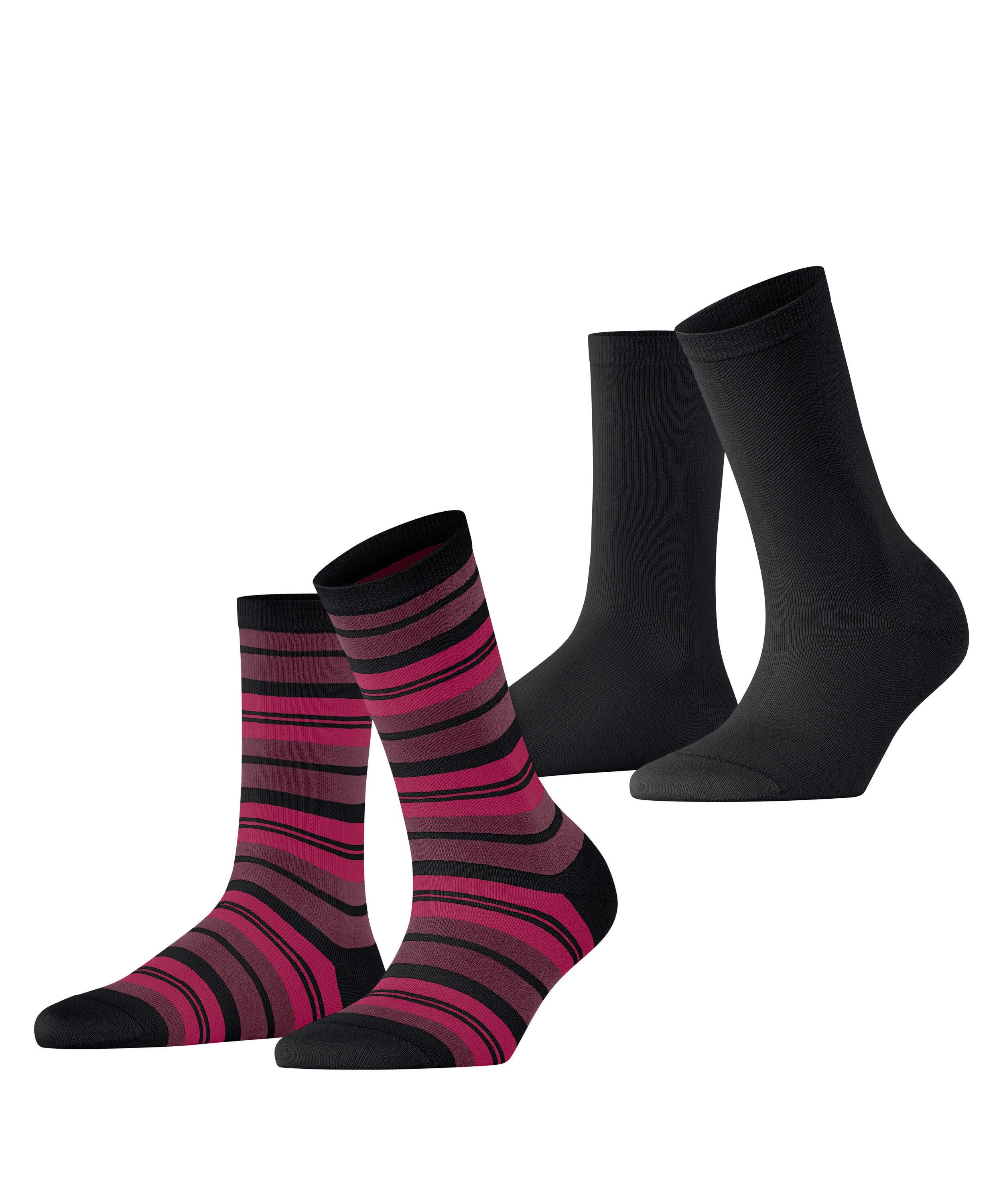 ESPRIT College Stripe 2-Pack Socken Damen - black (3000)
