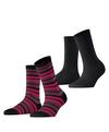 ESPRIT College Stripe 2-Pack Socken Damen - black (3000)