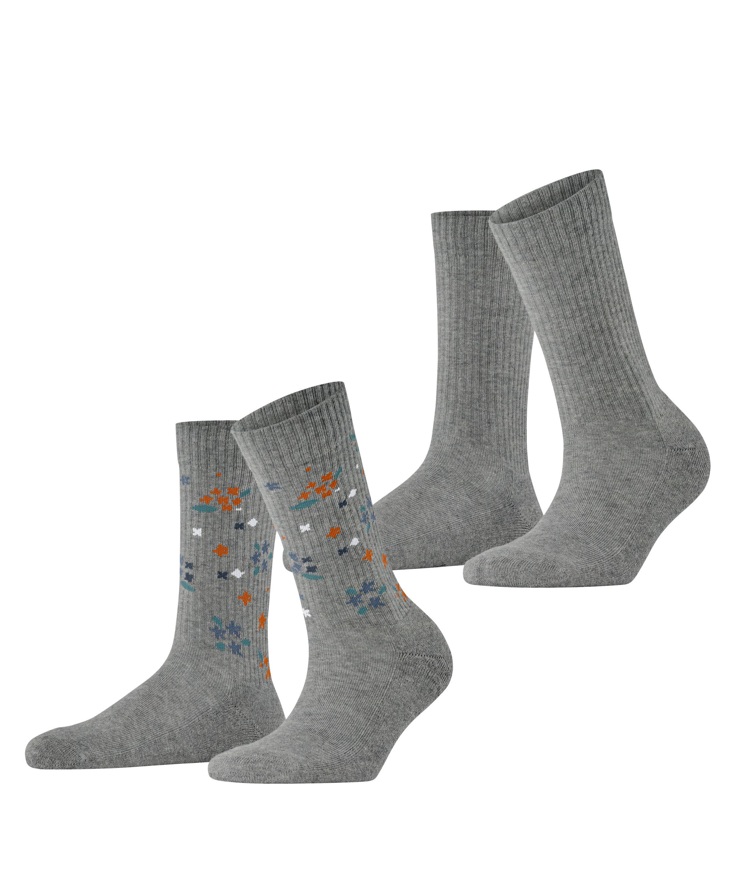 ESPRIT Flower Rib SO  2-Pack Socken Damen - light grey (3400)