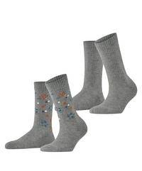 ESPRIT Flower Rib SO  2-Pack Socken Damen - light grey (3400)