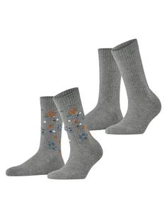 ESPRIT Flower Rib SO  2-Pack Freizeitsocken Damen light grey (3400)