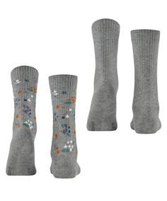 Rückansicht von ESPRIT Flower Rib SO  2-Pack Freizeitsocken Damen light grey (3400)