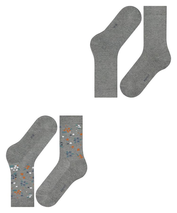 ESPRIT ESPRIT Flower Rib SO  2-Pack Socken Damen - light grey (3400) - 2 | SportScheck
