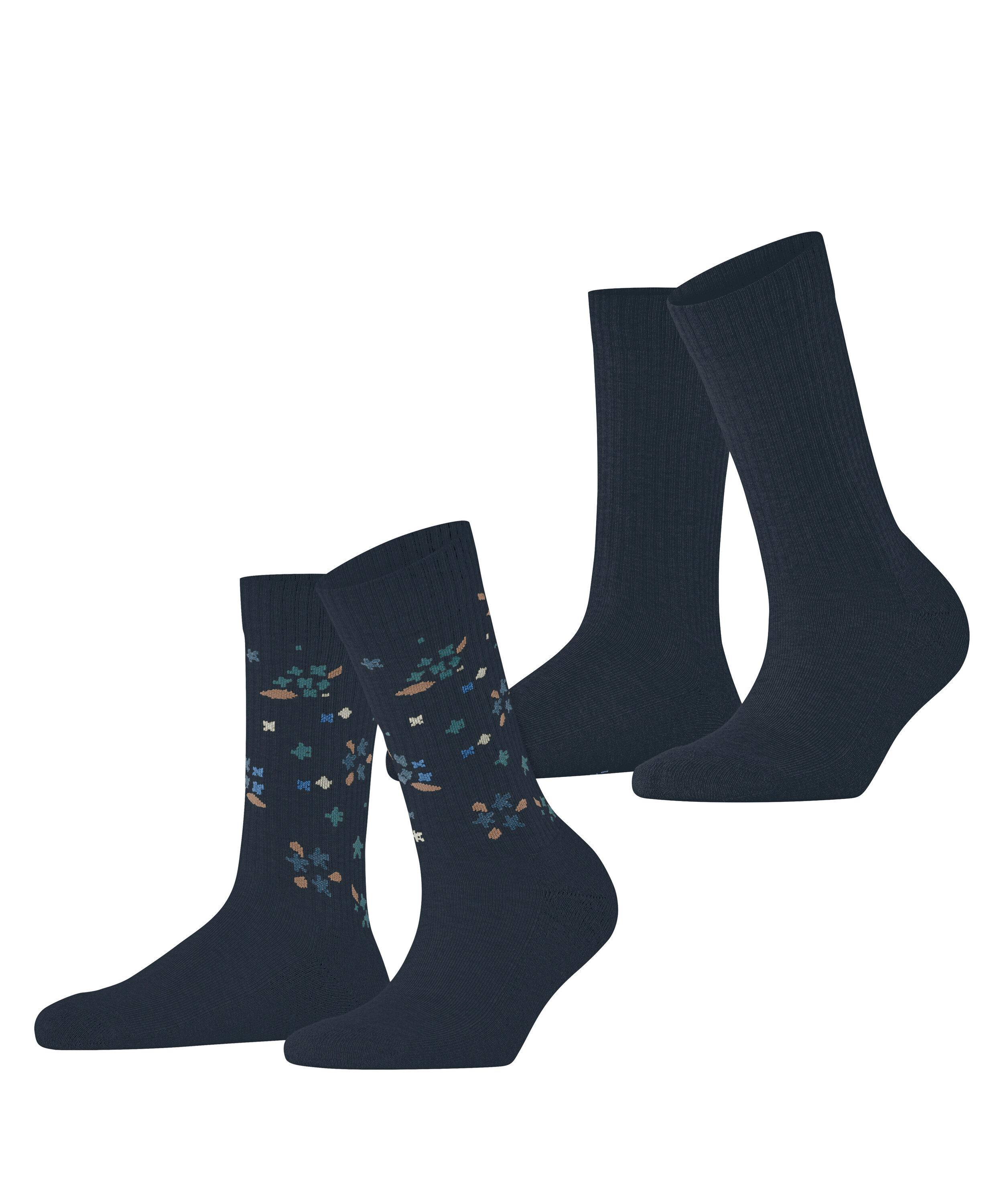 ESPRIT Flower Rib SO  2-Pack Socken Damen - marine (6120)