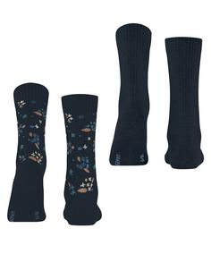 Rückansicht von ESPRIT Flower Rib SO  2-Pack Freizeitsocken Damen marine (6120)