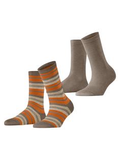 ESPRIT College Stripe 2-Pack Freizeitsocken Damen nutmeg mel (5410)