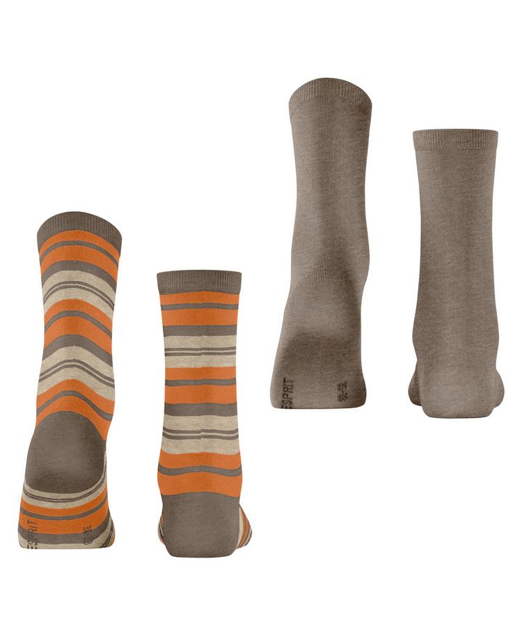ESPRIT ESPRIT College Stripe 2-Pack Socken Damen - nutmeg mel (5410) - 0 | SportScheck
