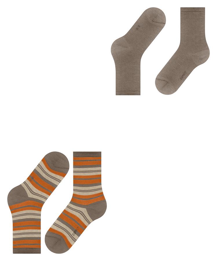 ESPRIT ESPRIT College Stripe 2-Pack Socken Damen - nutmeg mel (5410) - 2 | SportScheck