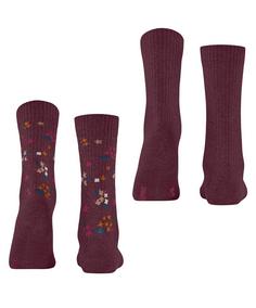 Rückansicht von ESPRIT Flower Rib SO  2-Pack Freizeitsocken Damen shadow red (8138)
