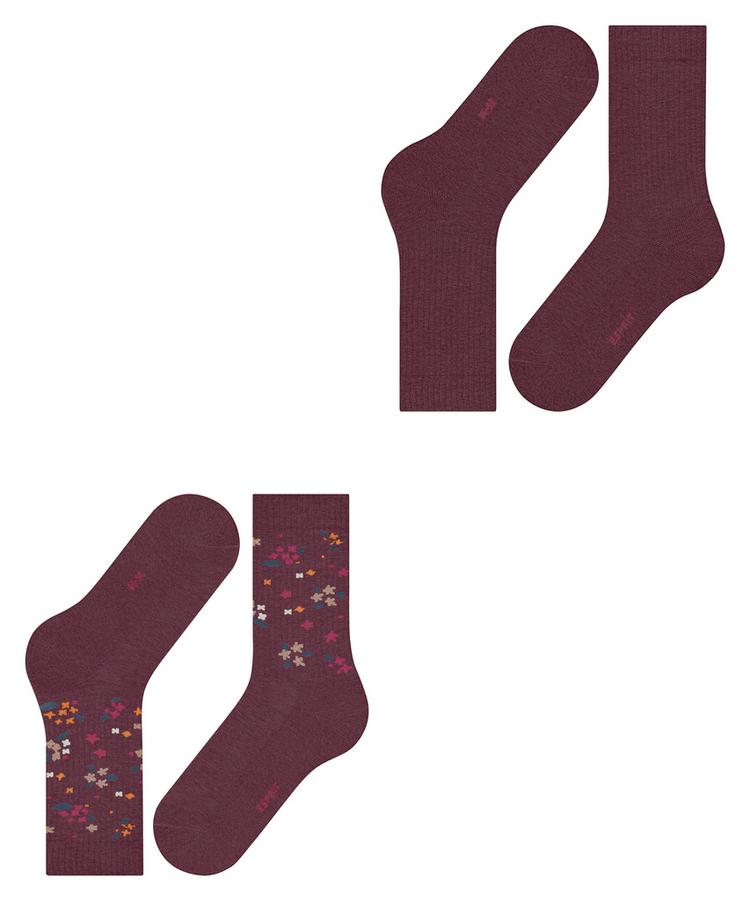 ESPRIT ESPRIT Flower Rib SO  2-Pack Socken Damen - shadow red (8138) - 2 | SportScheck