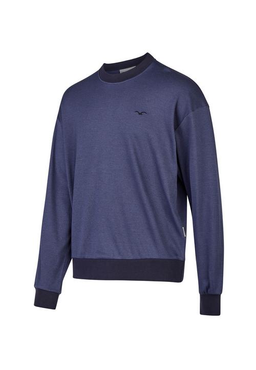 Rückansicht von Cleptomanicx Boxy Crewneck Ligull Mini Stri Sweatshirt Herren Sky Captain