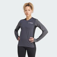 Rückansicht von adidas Multi Synthetic langärmelige Baselayer Funktionsshirt Damen Carbon / Grey Six