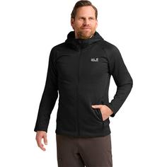 Rückansicht von Jack Wolfskin PEAK DISTRICT HOODED FZ M Fleecejacke Herren black