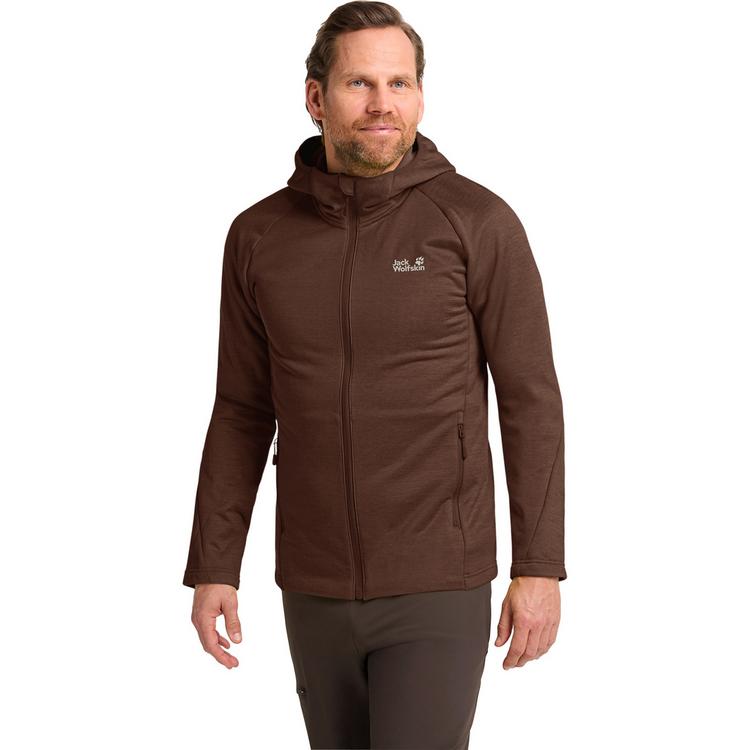 Jack Wolfskin Jack Wolfskin PEAK DISTRICT HOODED FZ M Fleecejacke Herren - hot choc - 0 | SportScheck
