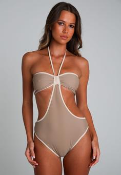 Rückansicht von Moda Minx Badeanzug Damen Stone