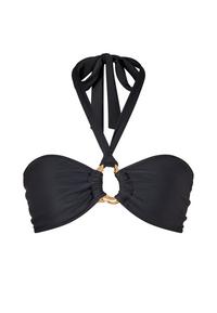 Moda Minx Irregular Hoop Halter Bandeau Top Bikini Oberteil Damen - Black