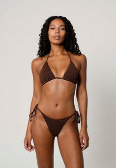 Rückansicht von Moda Minx Scrunch Triangle Top Bikini Oberteil Damen Coffee