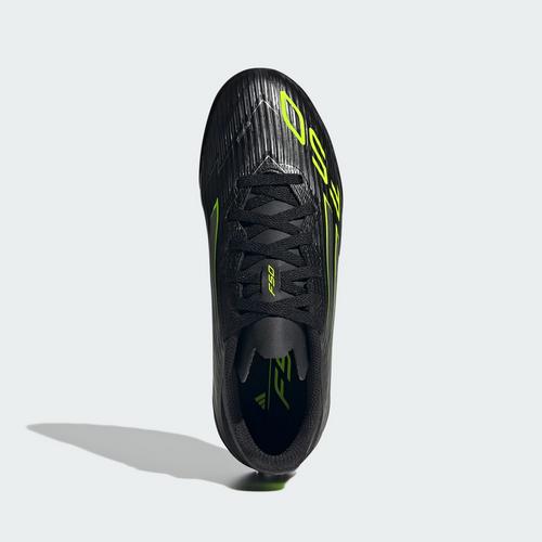 Rückansicht von adidas F50 League Kids TF Fußballschuh Fußballschuhe Kinder Core Black / Iron Metallic / Lucid Lemon