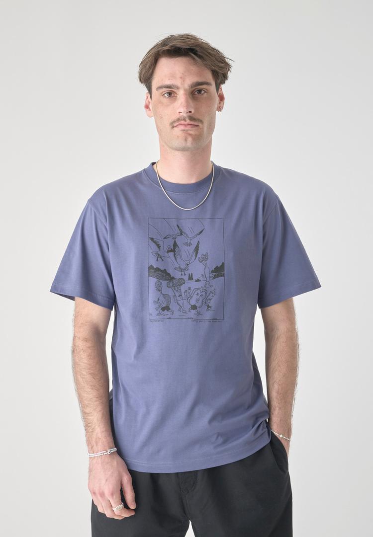 Cleptomanicx Cleptomanicx Classic Tee Birds of Prey Printshirt Herren - Nightshadow Blue - 0 | SportScheck