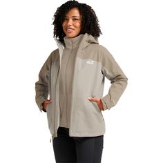 Rückansicht von Jack Wolfskin WILD PLACES 3IN1 JKT W Funktionsjacke Damen pale sand
