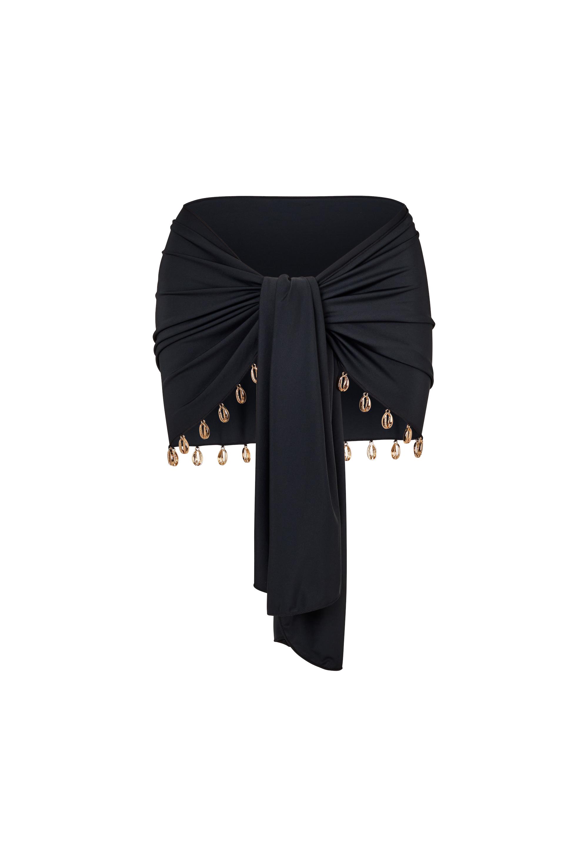 Moda Minx Gold Shells Front Tie Skirt Minirock Damen - Black