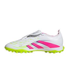 Rückansicht von adidas Predator League TF Stealth Victory Fu&szlig;ballschuhe weissrosagelb