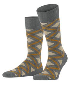 Burlington Tartan SO Freizeitsocken Herren light greymel. (3390)