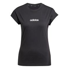 adidas Essentials Linear Cotton T-Shirt Langarmshirt Damen Black / White