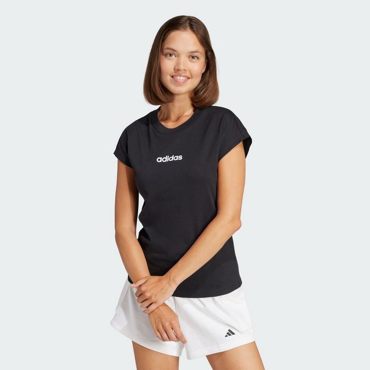 adidas adidas Essentials Linear Cotton T-Shirt Langarmshirt Damen - Black / White - 0 | SportScheck