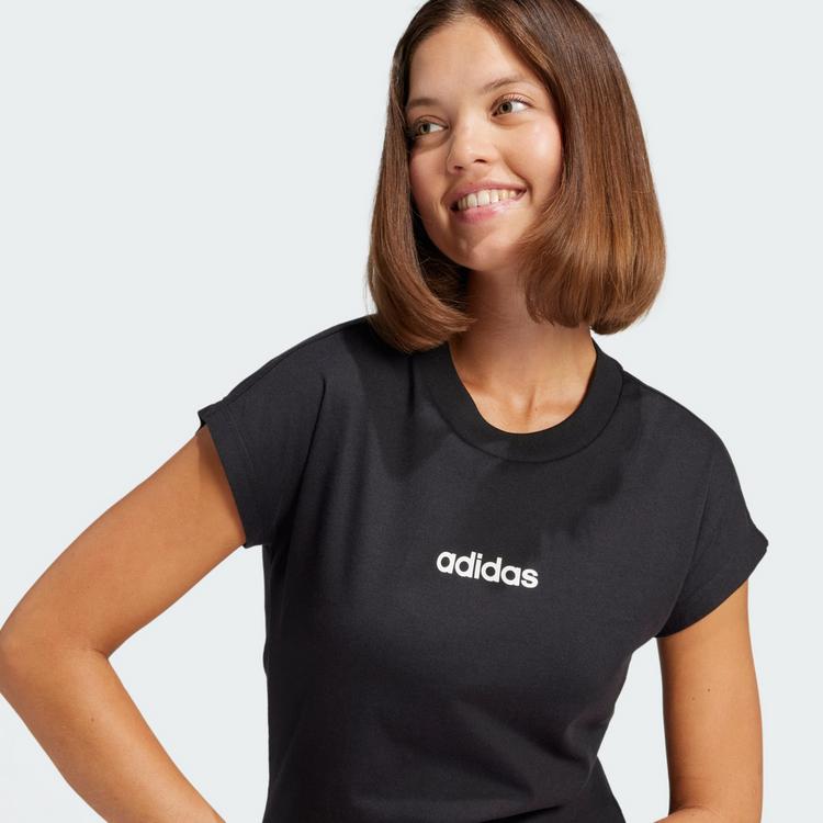 adidas adidas Essentials Linear Cotton T-Shirt Langarmshirt Damen - Black / White - 0 | SportScheck