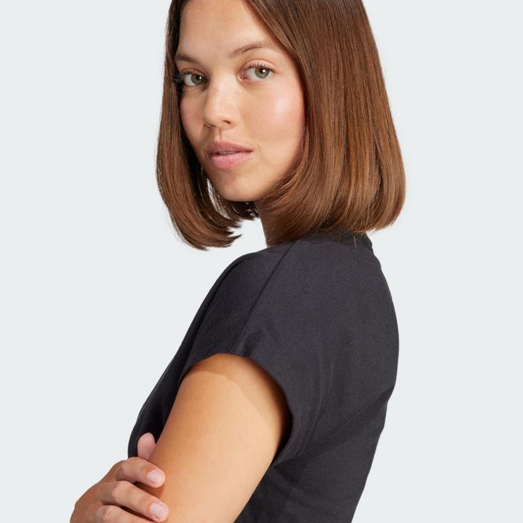 adidas adidas Essentials Linear Cotton T-Shirt Langarmshirt Damen - Black / White - 1 | SportScheck