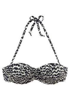 Lascana Bügel-Bandeau-Bikini-Top Bikini Oberteil Damen schwarz-creme