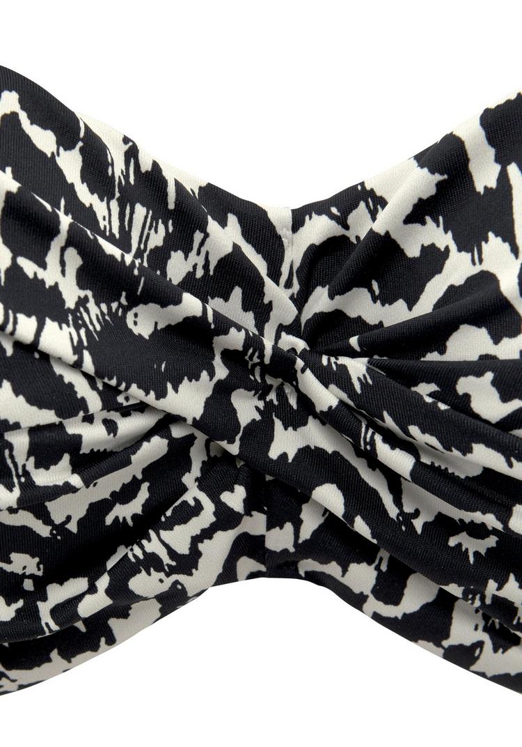 Lascana Lascana B&uuml;gel-Bandeau-Bikini-Top Bikini Oberteil Damen - schwarz-creme - 0 | SportScheck