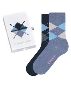 Burlington Basic Gift Box Argyle 2-Pack SO Freizeitsocken Damen metal (0079)
