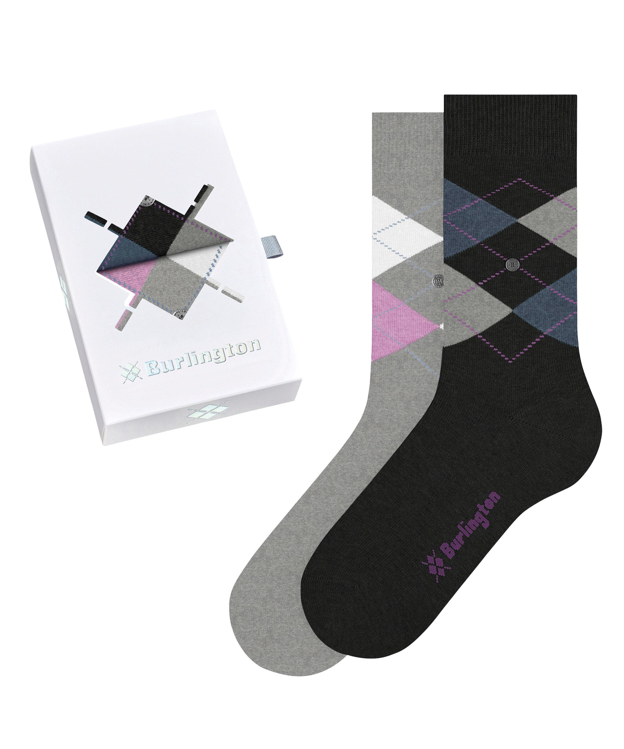 Burlington Basic Gift Box Argyle 2-Pack SO Socken Damen - sortiment (0500)