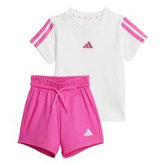 adidas Essentials Kids T-Shirt-Set Trainingsanzug Kinder White / Semi Lucid Fuchsia