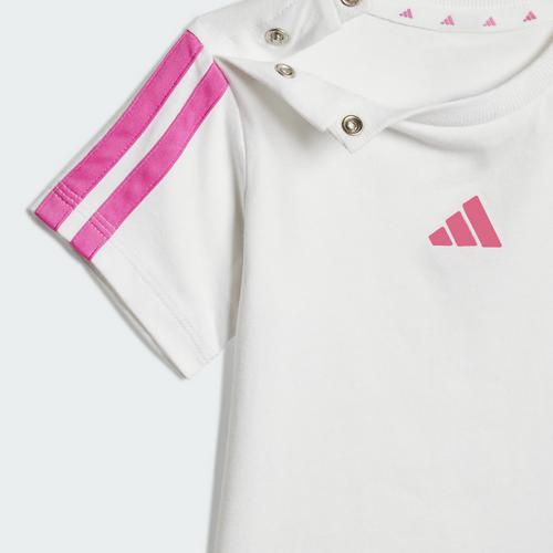 Rückansicht von adidas Essentials Kids T-Shirt-Set Trainingsanzug Kinder White / Semi Lucid Fuchsia