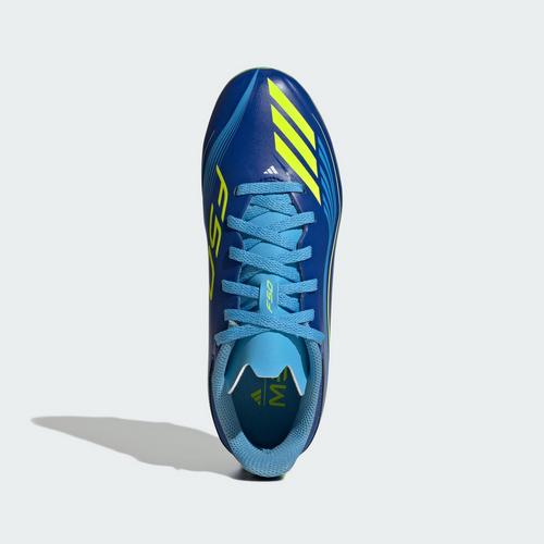 Rückansicht von adidas F50 Messi League Kids FG/MG Fußballschuh Fußballschuhe Kinder Royal Blue / Solar Yellow / Semi Blue Burst