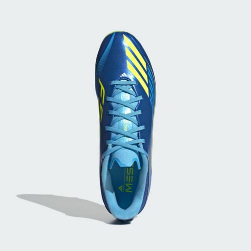 Rückansicht von adidas F50 Messi League FG/MG Fußballschuh Fußballschuhe Royal Blue / Solar Yellow / Semi Blue Burst
