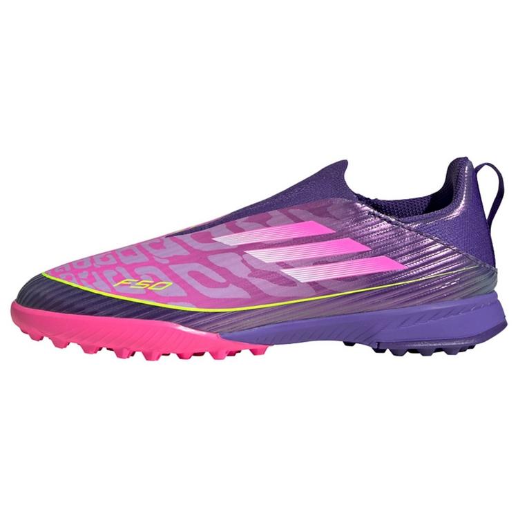 adidas adidas F50 LEAGUE Laceless Kids TF Fu&szlig;ballschuh Fu&szlig;ballschuhe Kinder - Purple / Cloud White / Lucid Lemon - 0 | SportScheck