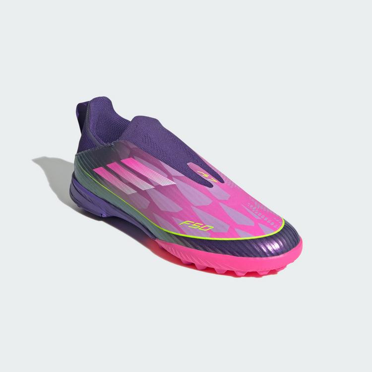 adidas adidas F50 LEAGUE Laceless Kids TF Fu&szlig;ballschuh Fu&szlig;ballschuhe Kinder - Purple / Cloud White / Lucid Lemon - 2 | SportScheck