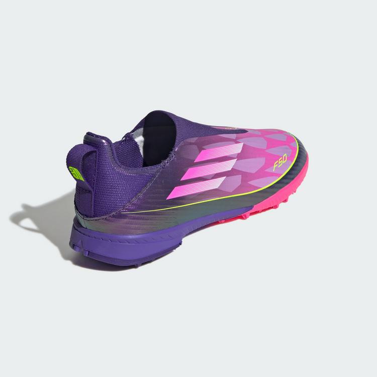 adidas adidas F50 LEAGUE Laceless Kids TF Fu&szlig;ballschuh Fu&szlig;ballschuhe Kinder - Purple / Cloud White / Lucid Lemon - 3 | SportScheck