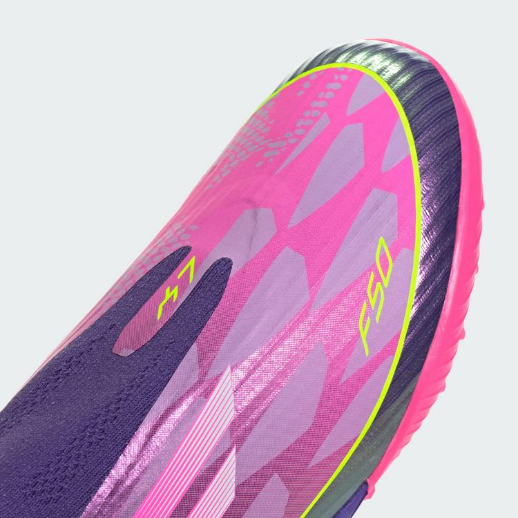adidas adidas F50 LEAGUE Laceless Kids TF Fu&szlig;ballschuh Fu&szlig;ballschuhe Kinder - Purple / Cloud White / Lucid Lemon - 5 | SportScheck