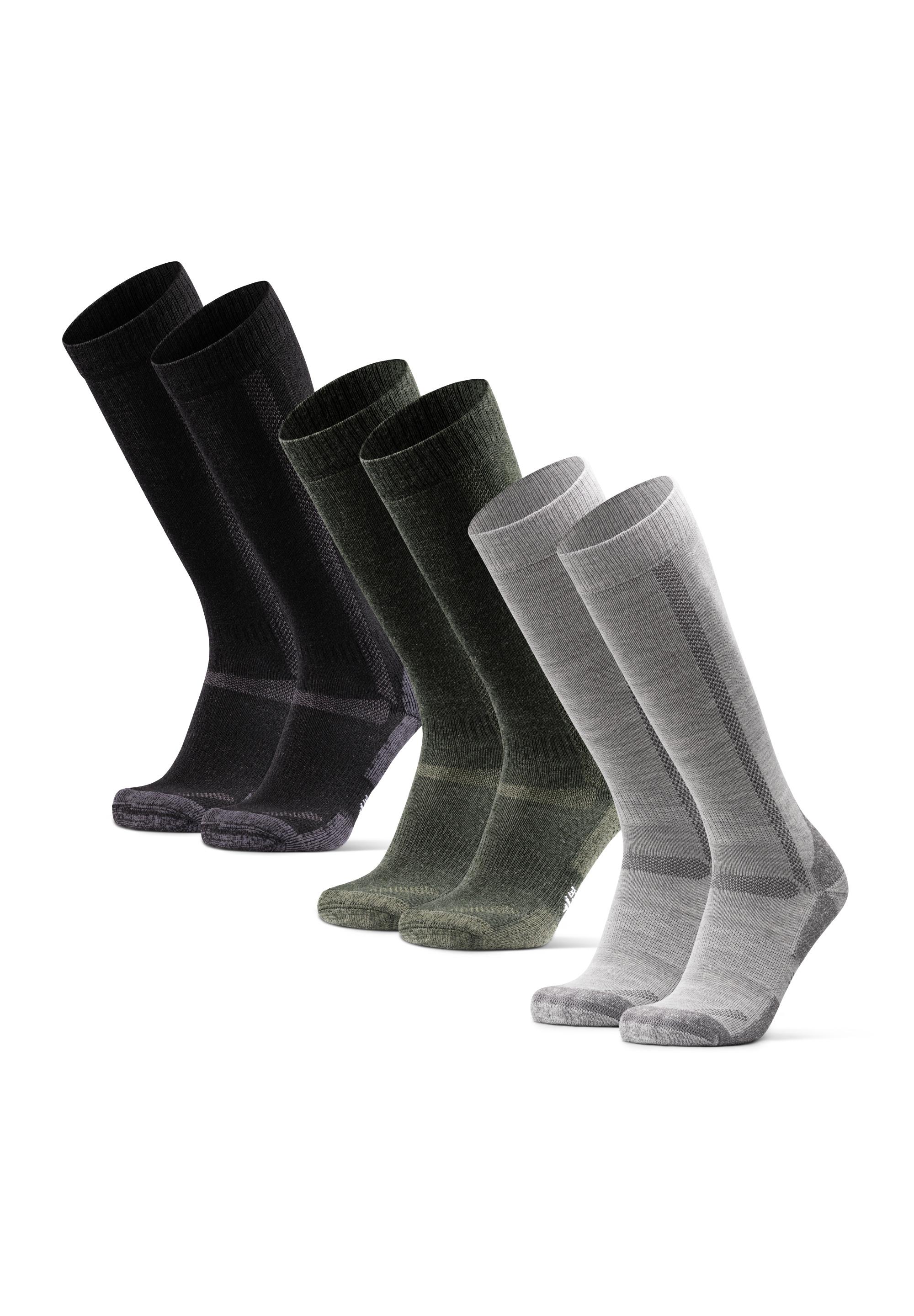 DANISH ENDURANCE Knee-High Merino Hiking Socken - black light grey green